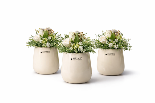 Tiziano Kübel Blumentopf Sivati creme 10 cm | Keramik Optik