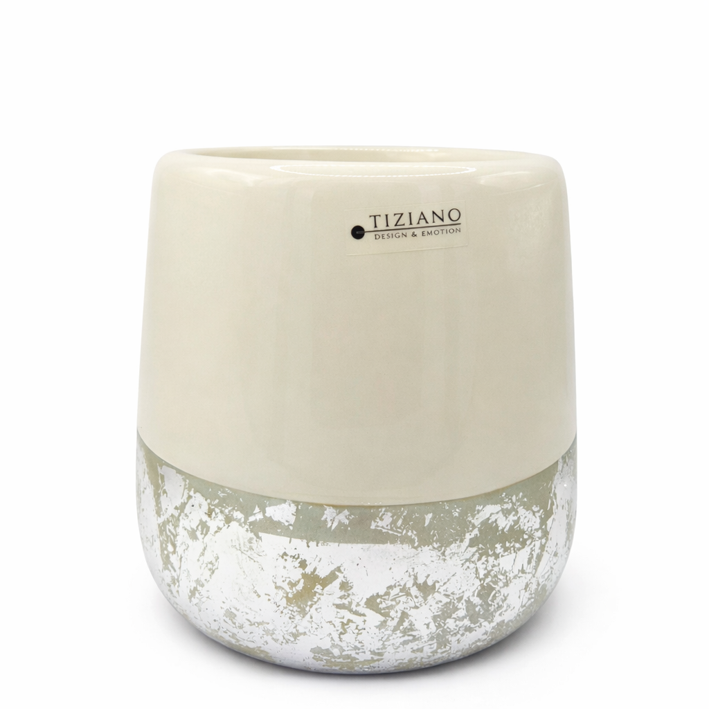 Tiziano Vase Sivali Gr.12 / 14 / 16 cm – Creme Silber Neu