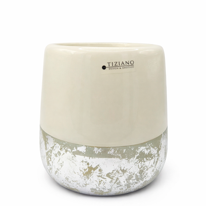 Tiziano Vase Sivali Gr.12 / 14 / 16 cm – Creme Silber Neu