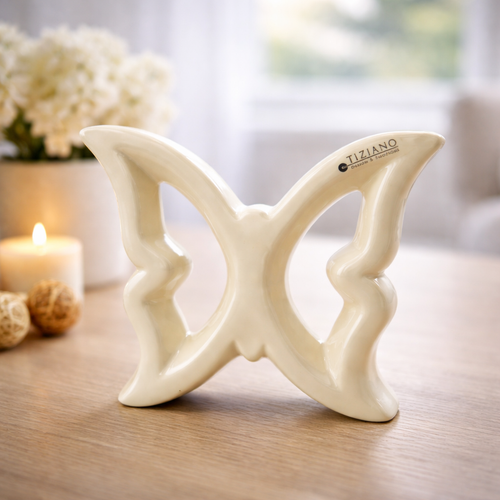 Tiziano Deko Schmetterling Keramik Creme 15 cm & 18,5 cm