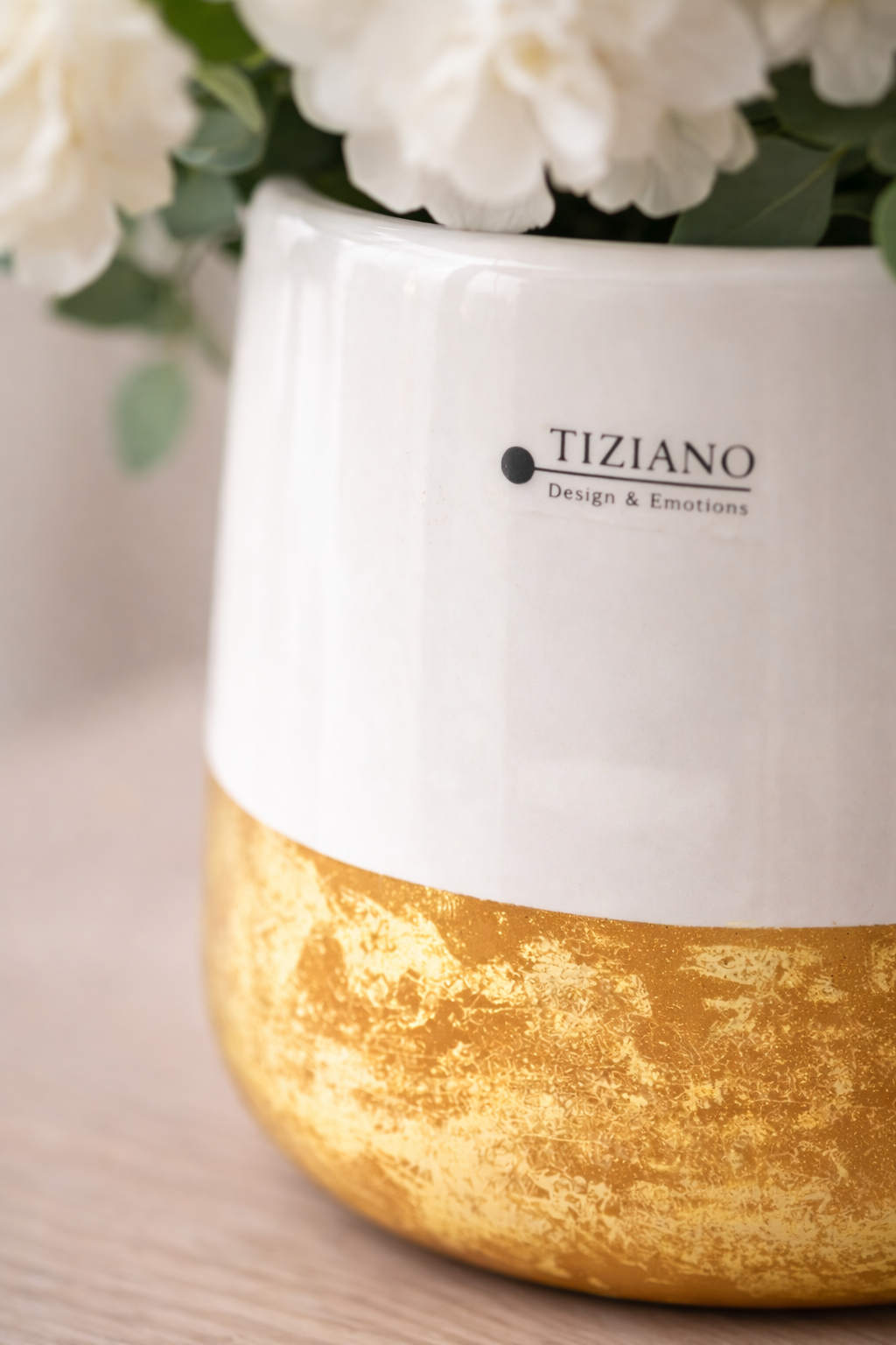 Tiziano Vase Sivali Gr.12 / 14 / 16 cm Creme Gold