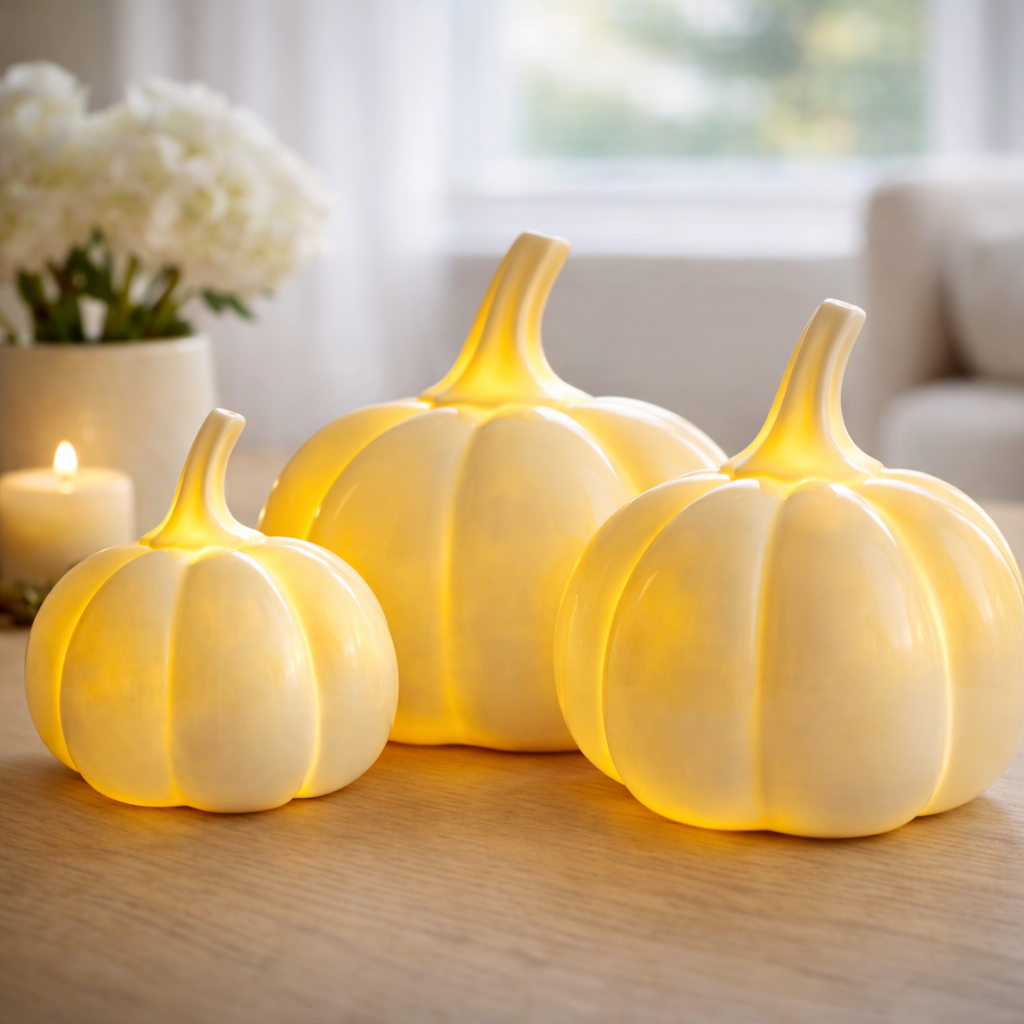 Tiziano Kürbis „Pastazo“ – Keramik Deko – Creme – 12 / 14 / 16 cm