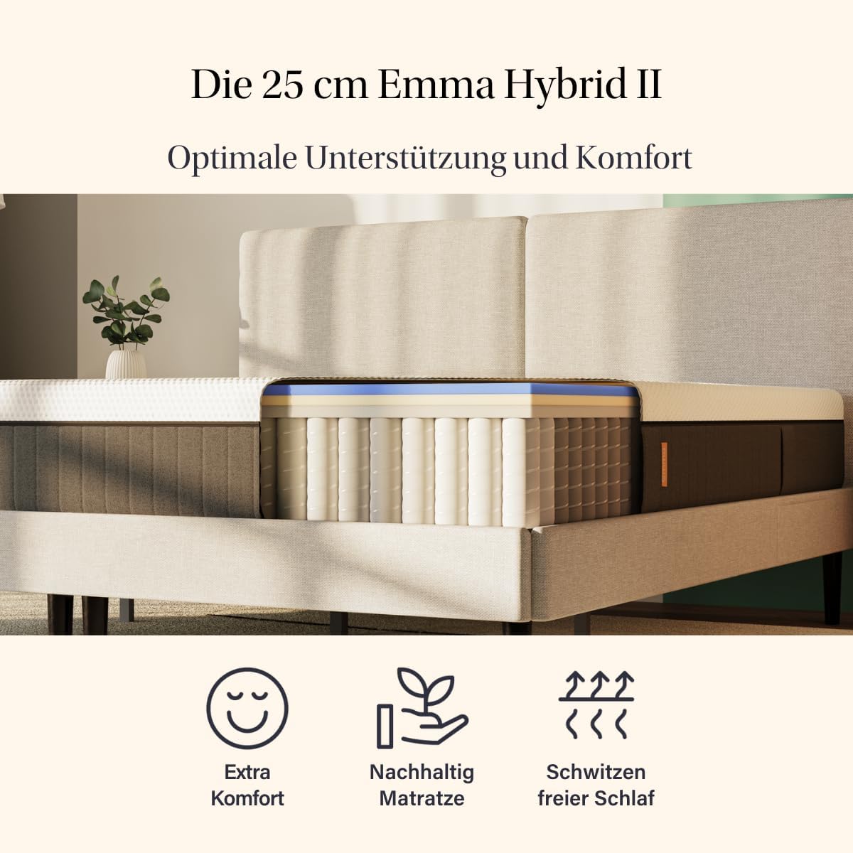 Emma Hybrid Matratze V2 – Federkernmatratze – 25 cm Höhe