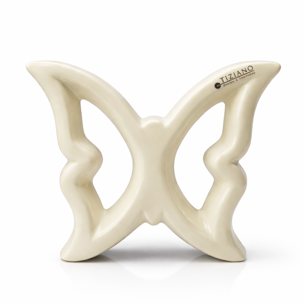 Tiziano Deko Schmetterling Keramik Creme 15 cm & 18,5 cm