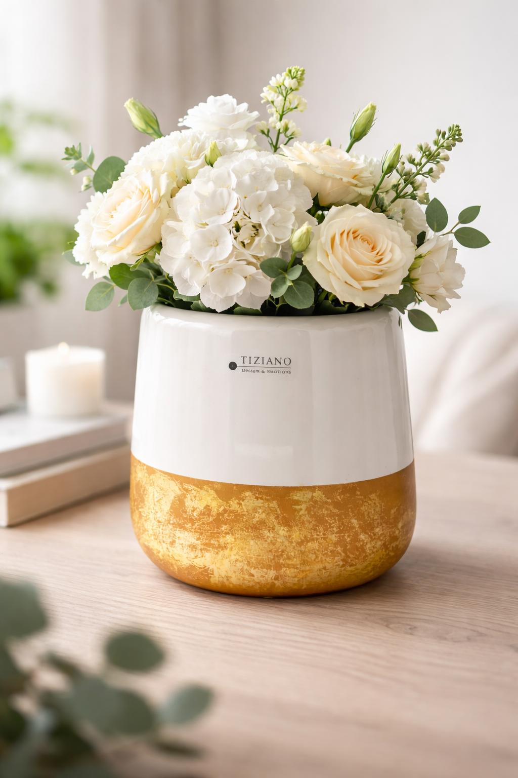 Tiziano Vase Sivali Gr.12 / 14 / 16 cm Creme Gold