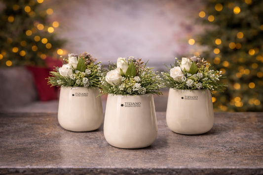 Tiziano Kübel Blumentopf Sivati creme  10 cm | Keramik Optik