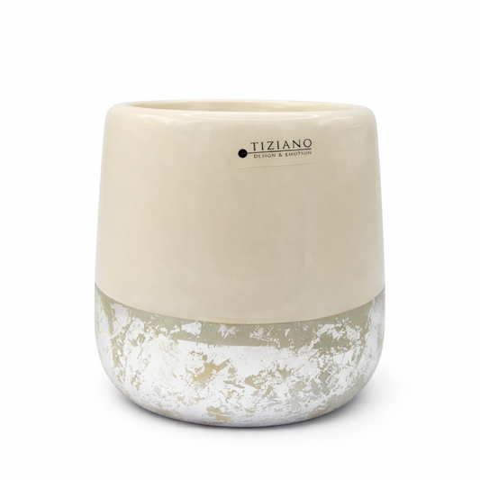 Tiziano Vase Sivali Gr.12 / 14 / 16 cm – Creme Silber Neu