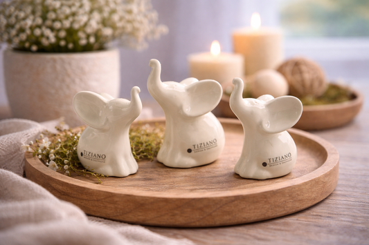 Tiziano Set Leon Mini 3er Set Keramik Elefant  ca. 8 cm Creme/Weiß Vorteilspreis