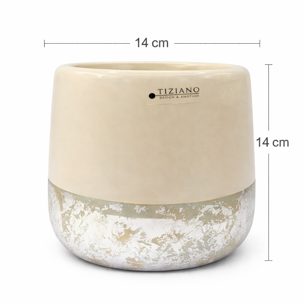 Tiziano Vase Sivali Gr.12 / 14 / 16 cm – Creme Silber Neu